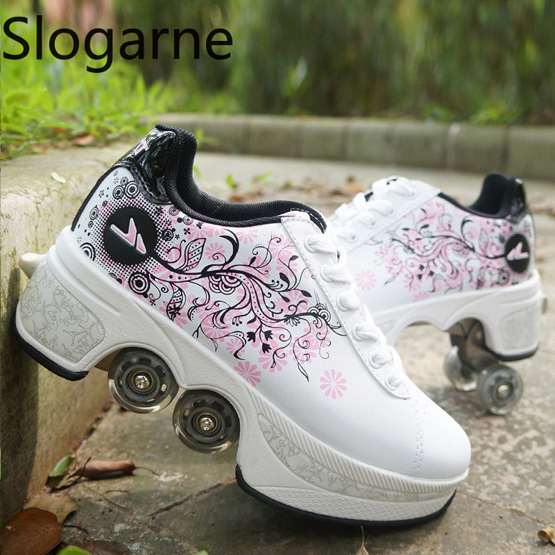 Women'S Shoes Running Sports - Women 4 Wheels Deformation Roller Skates