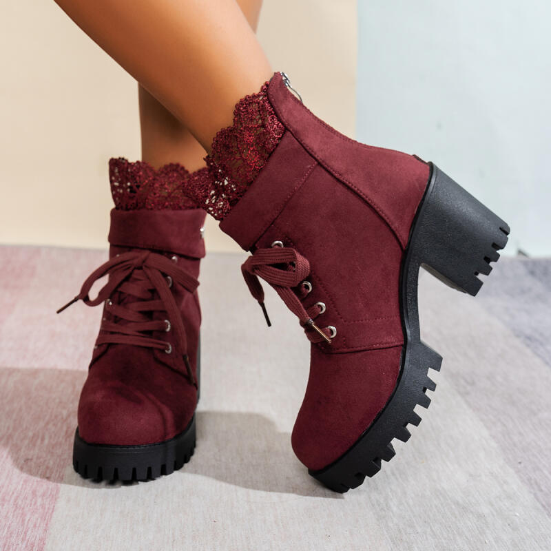 Sexy Lace Patchwork Thick Bott - Women'S Shoes Red Bottoms review and price