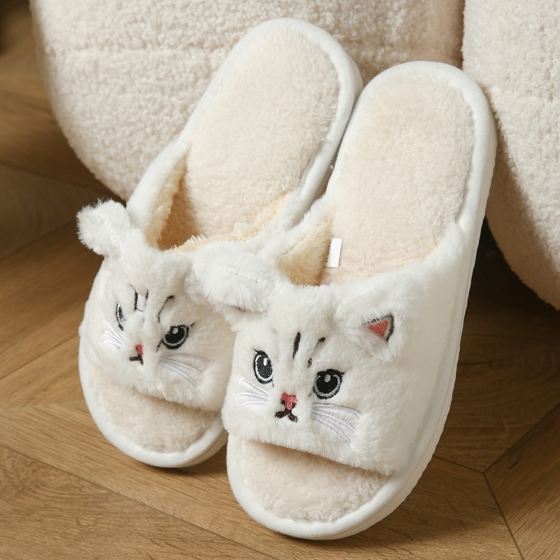 Cute Cat Plush Flip Flops For  - Women Shoes For Winter review and price