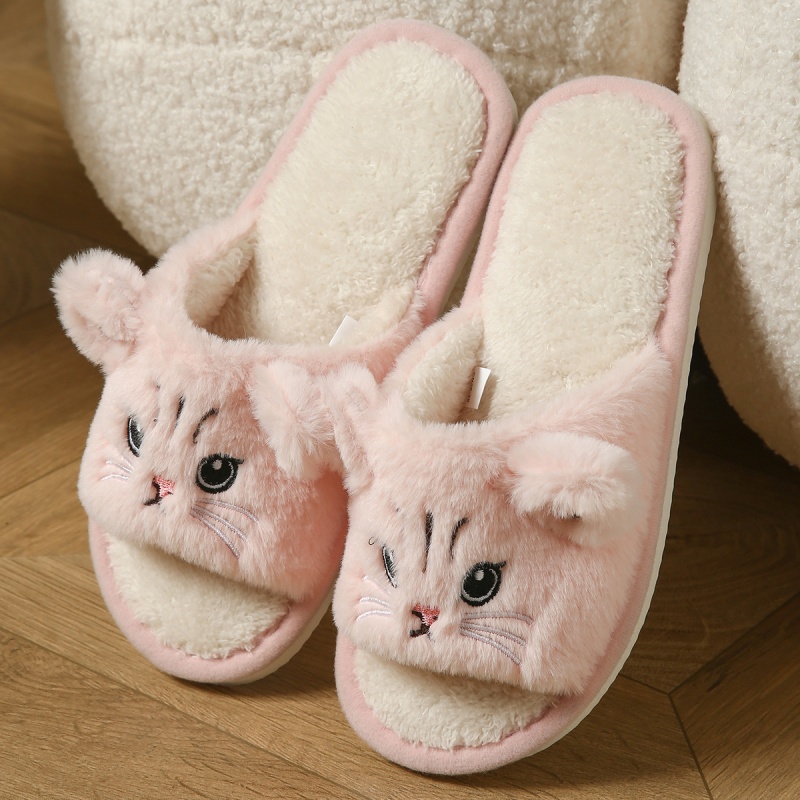Cute Cat Plush Flip Flops For  - Women Shoes For Winter review and price