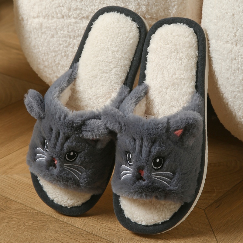 Cute Cat Plush Flip Flops For  - Women Shoes For Winter review and price