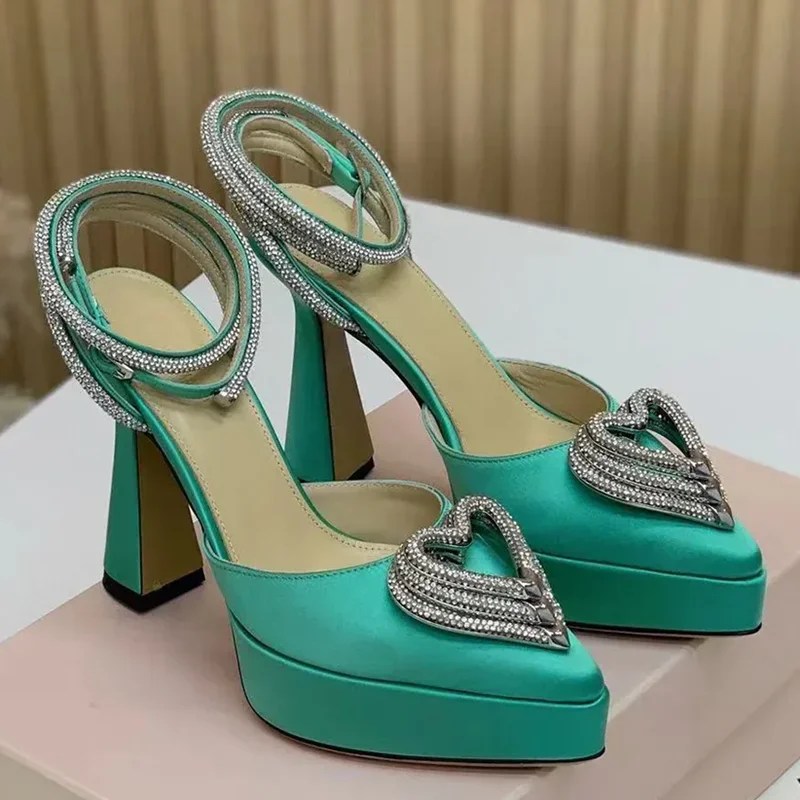 Platform Crystal Love Decorati - Metallic Heel Sandal review and price